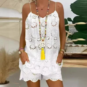 New Two Piece Sets Women Outifits Casual V-Neck Sleeveless Embroidery Top Shorts Set 2024 Fashion Women Suit - AliExpress 200000345
